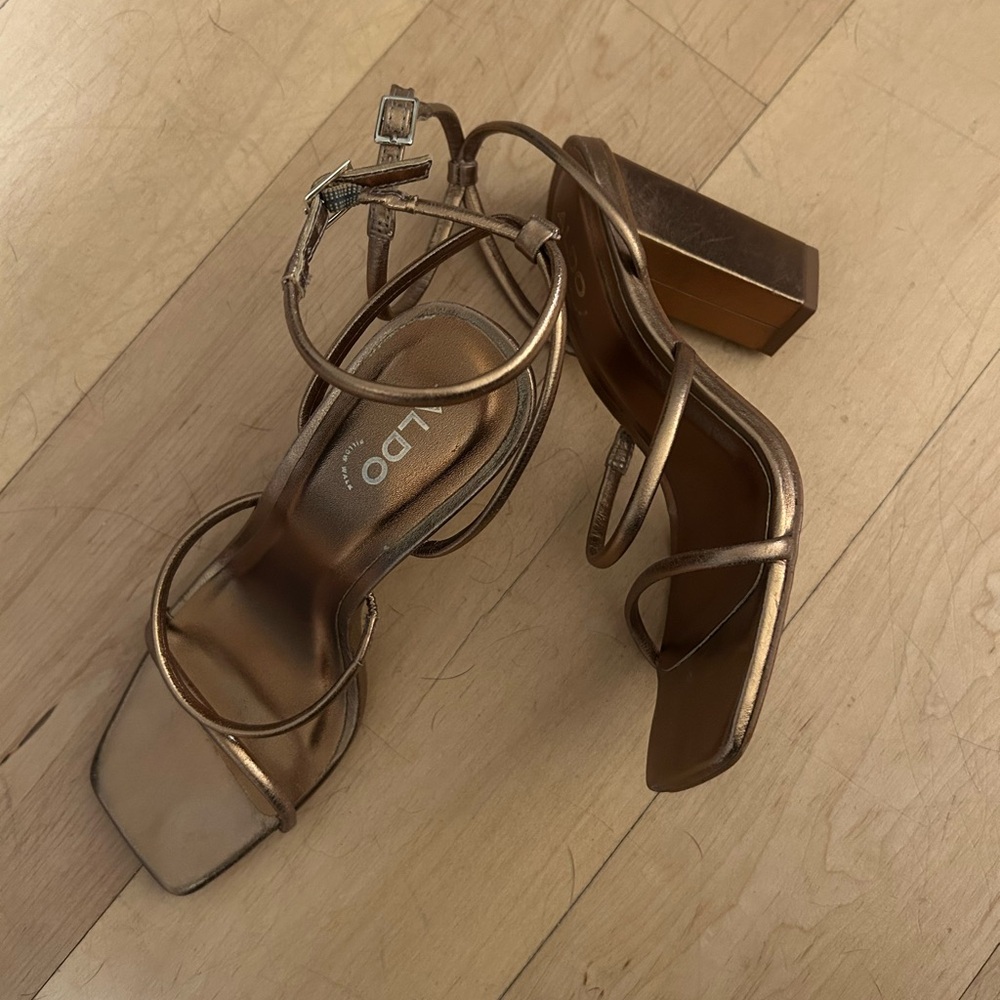 Aldo Metallic Bronze Strappy Heels